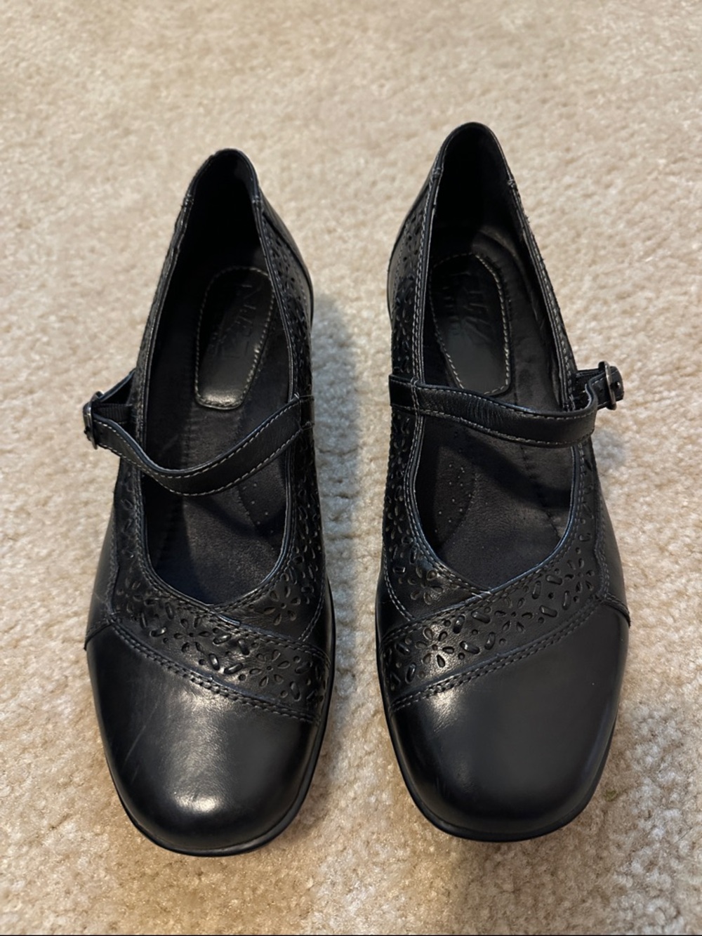 Origins Black Mary Jane Leather Comfort Flats